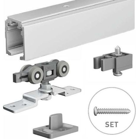 Kit de rail pour porte coulissante 155 cm – Aluminium anodisé – Capacité 60 kg – Pour portes de 71 à 90 cm – Omge