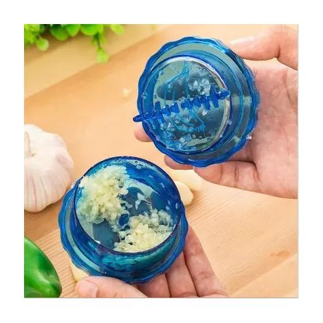 Hachoir à viande et presse-ail bleu (lot de 10), récipient multifonctionnel en plastique, presse-ail, éplucheur, écrase-ail, outil de cuisine à torsion pour l'ail, les herbes et le gingembre (1/5)