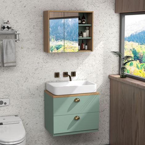 Ensemble meuble salle bain scandinave vert