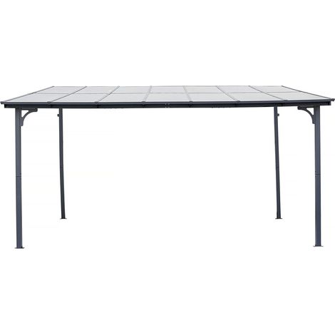 Pergola addossata "Marvin" - 4 x 3 m - 423 x 298 x 243 cm - Grigio scuro (1/5)