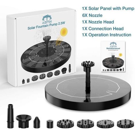 Pompe fontaine solaire bain oiseaux 2,5W – 8 buses – 6,7″ (1/5)