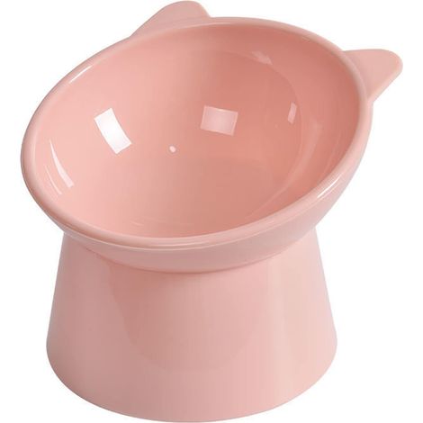 Bol de nourriture/eau pour chaton surélevé, bol anti-vomissements pour chats, inclinaison à 15°, bol d'alimentation antidérapant, bol pour chat, bol pour chien (rose) (1/5)