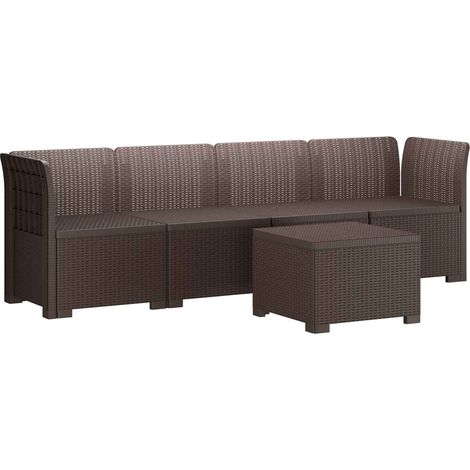 4-Seater Garden Sofa Rattan Look PP Brown vidaXL (1/5)