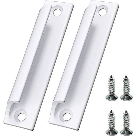 2 Pièces Poignée Blanc de Porte Coulissante Poignée Meuble en Alliage d'Aluminium Poignée de Fenêtres avec Vis (1/4)