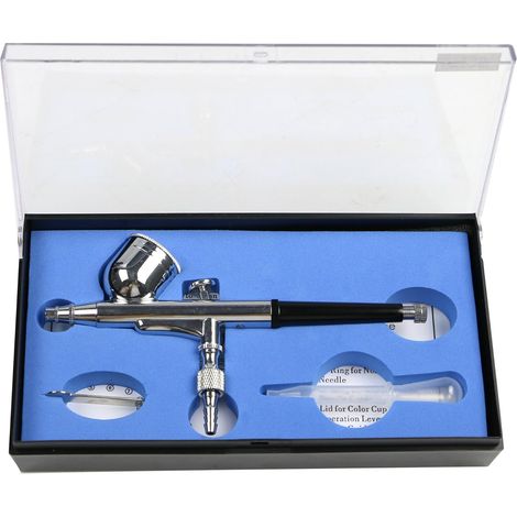 HD-130 Kit d'aérographe de Maquillage Pistolet pulvérisateur à Action Double par gravité à Action de précision Multifonctions avec Aiguille de 0,3 mm et gobelet de 1/4 oz (1/5)
