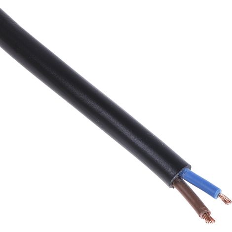 Câble d'alimentation RS PRO 2x0,5 mm², gaine PVC Noir, 100m ( Prix pour Bobine de 100 Mètres )