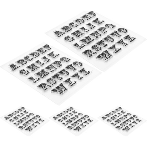 5 Pièces Tampons en Caoutchouc Transparents TPR pour DIY, Journal et Scrapbooking avec Lettres Majuscules - Outil Créatif Clair T1771 (1/5)