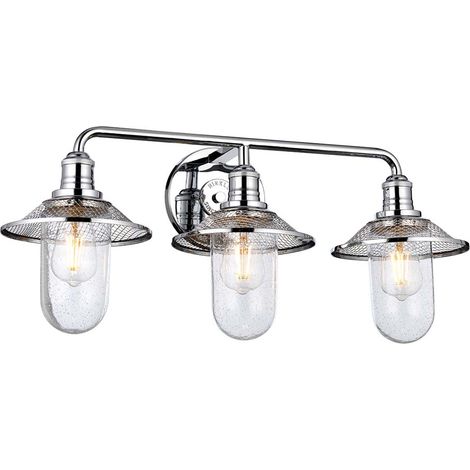 Badezimmerleuchte Wandleuchte Wandlampe Stahl Glas klar Chrom IP44 3-Flammig (1/5)