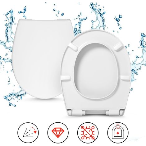 Abattant de toilettes Cersanit Mito en Duroplast, antibactérien, à descente ralentie, montage rapide, 36,5 cm x 44 cm, blanc (1/5)