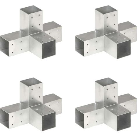 Connettori per Pali a Forma dix4 pz in Metallo Zincato 71x71 mm vidaXL