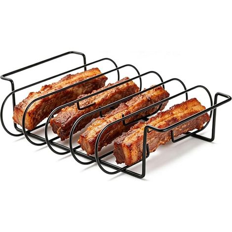 Grille Antiadhésive pour Barbecue, Support à Côtes de Porc et d'Agneau en Acier Électroplacé, Rack à Steaks Non-Démontable – Compatible Gaz/Charbon, Accessoire BBQ Extérieur pour Rôtir (1/5)