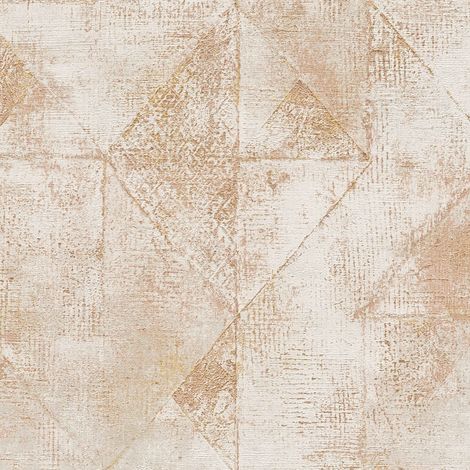 Carta da parati grafica Profhome 389765 Carta da parati TNT goffrata a caldo strutturata con il used look ed accenti metallici oro bianco-crema beige 5,33 m2