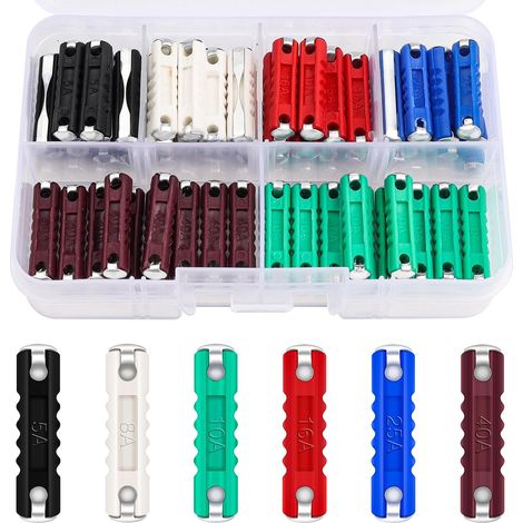 60 Pièces Fusible Torpille, Torpedo de Fusible Automobile 5A 8A 10A 16A 25A 40A Fusibles de Voiture pour Voiture Classique Voiture Moto (1/5)