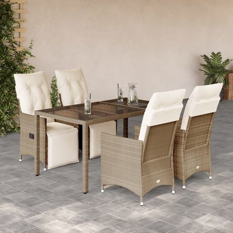 Ensemble de bistro de jardin 5 pcs-Salon de jardin bistro coussins beige poly rotin 793045 (1/5)