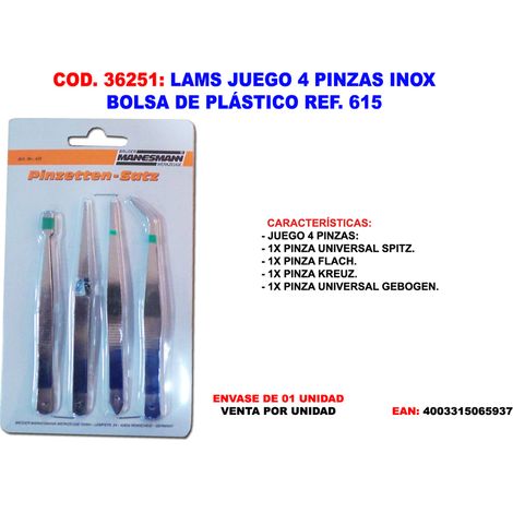 Set mit 4 LAMS-Edelstahlzangen in Plastiktüte