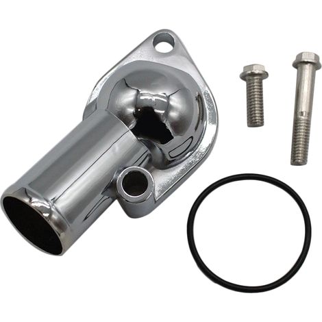 Carcasa del termostato del cuello de llenado de agua de 15 grados para motores 350 454 de bloque pequeño y grande para Chevy SBC BBC cromado (1/5)