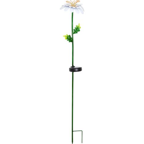 Star Trading Décoration solaire Daisy, marguerite, blanc, LED, capteur crépusculaire, blanc chaud, 77 cm