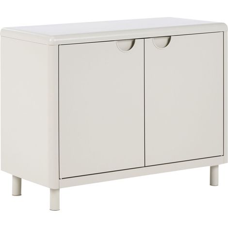 Mobile contenitore moderno a 2 ante per l'ufficio in casa con 2 ripiani in acciaio beige Korvo