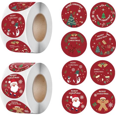 Christmas Gift Sticker 1000pcsLabels 1.5inch, with Christmas Tree, Santa Claus, Christmas Elk, Christmas Bell, Merry Christmas Stickers for Cards (1/4)