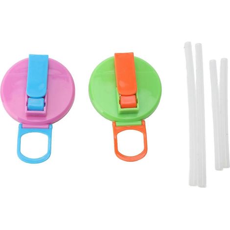 2er-Pack Getränkedosendeckel mit 4 Silikonstrohhalmen, auslaufsicherer, wiederverwendbarer Kunststoff-Getränkedosendeckel für Standard-Getränkedosen (1/4)