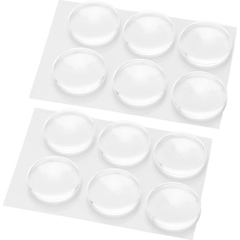 12 Türstopper/Wandschutz, 40 mm Durchmesser, transparent, rund, weich, robust, PU-Schalldämpfer für Türgriffe (1/5)