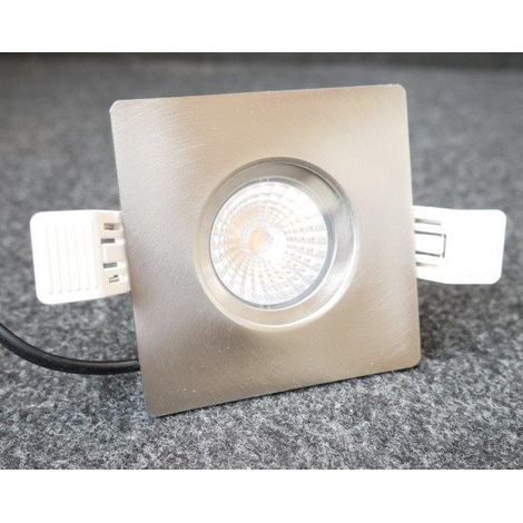 Spot encastré LED 8.5W BBC alu brossé carré 90x90mm 4000K 640lm alim 230V dimmable 60° IK08 IP65 Storm IP65 TRAJECTOIRE (1/2)