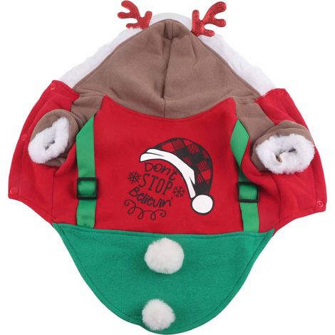 Costume De Noël Pour Chien Avec Bois De Renne - Vêtement Hiver En Polyester Pour Animaux Moyens Et Grands - Tenue Festive Chaude - 1 Pièce (1/5)
