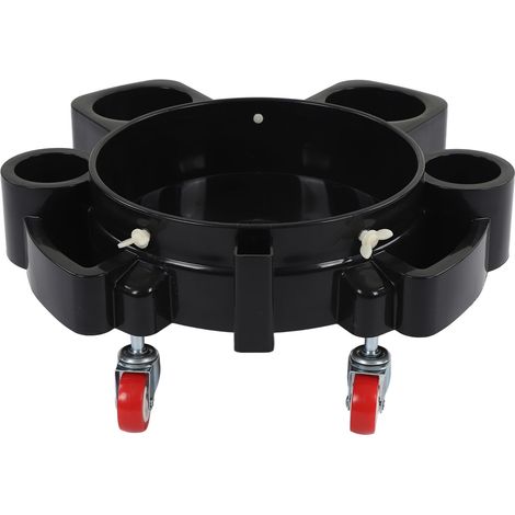 Chariot seau roulant noir multifonction pour lavage auto detailing avec 5 roulettes pivotantes renforcées (1/5)