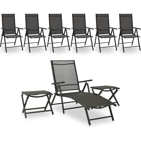 9-tlg. Garten-Lounge-Set Schwarz und Anthrazit