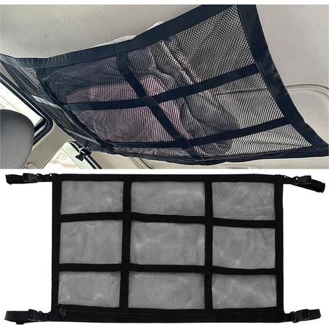 Filet De Rangement pour Toit Voiture Universel, Ensemble Rangement Voiture Filet à Bagages, Organisateur Universel Sac pour Toit De Automobile avec 4 Crochet Siège Automobile (1/5)