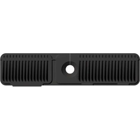 Tapis de robinet en silicone de 61 cm pour éviers de cuisine – comprend un bac de récupération derrière le robinet – protège le plan de travail contre les éclaboussures (noir, 61 cm x 14 cm x 2,1 cm)