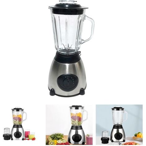 Blender batteur sur socle multifonctionnel, mixeur avec tasse de 1,5 l, 6 couteaux en acier inoxydable, Jus de Fruits et Légumes, Blender Portable pour Sport, Voyage et Maison (1/5)