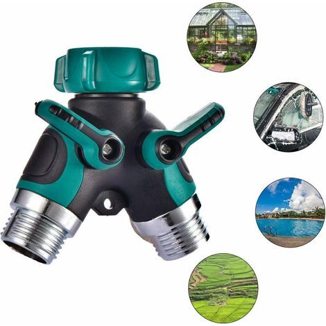 3/4-Zoll-Zweiwege-Y-Verbinder mit Absperrventil und Umsteller für Gartenschlauch (1/5)