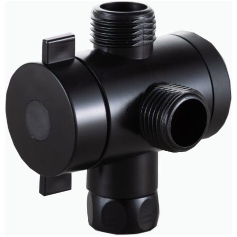 BUNTHAUS 3-Wege-Duschumsteller, verstellbarer Duschkopf, T-Adapter, Badarmatur, Umstellanschluss, Badezimmerzubehör (schwarz)