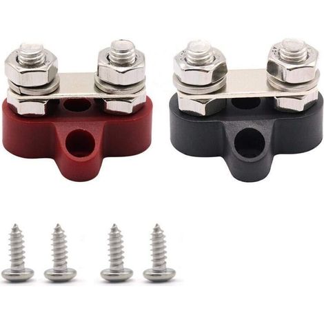 Dual 5/16" (M8) battery terminal block, 12–48 V DC, insulated, heavy-duty – Pack of 2 for boats, RVs and solar trucks