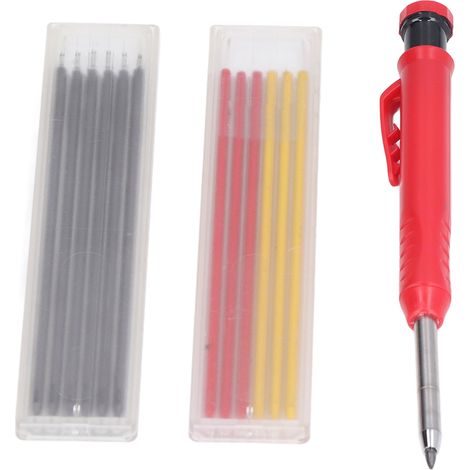 Stylo marqueur pour le travail du bois, pointe en alliage, outil de traçage multifonctionnel avec recharges colorées (1/5)