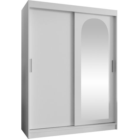 Armario Hartford 502, Blanco, 200x150x62cm, Puertas de armario: Correderas, Número de estantes: 5