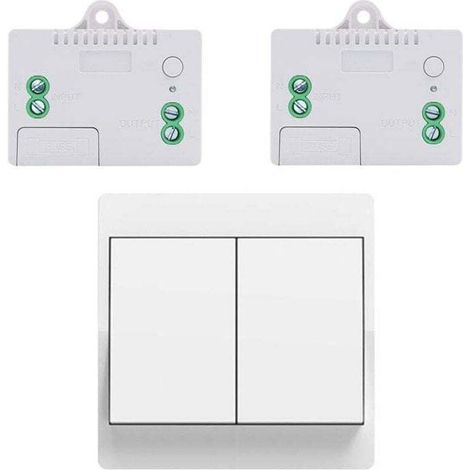 EU Wireless Switch Kit, Battery-Free, Self-Powered Wireless Two-Way Switch, Wireless Radio Remote Control Switch for Home Lighting (EU 2Gang 1V2A) (1/4)