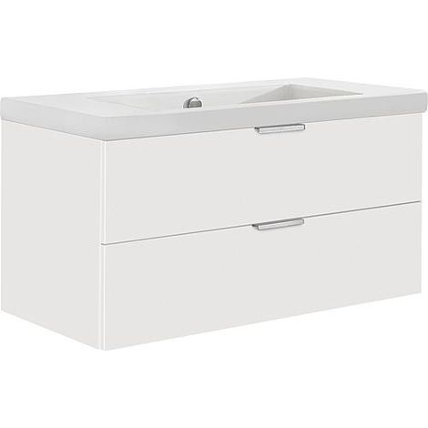 Meuble sous-vasque + vasque en céramique EPIL blanc brillant 2 tiroirs 860x550x510mm (1/3)