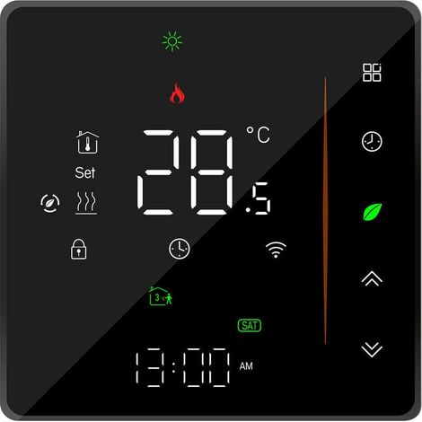 royaluxe - Thermostats de chauffage intelligents WiFi, contrôleur de température, prend en charge les applications tactiles/mobiles/commande vocale, thermostats BHT-006GALW, noir, pour chaudière à eau (1/5)