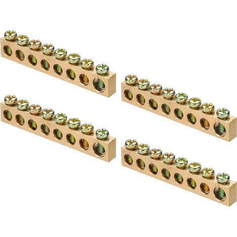 4 Pcs Barre De Terre Bornier Barre De Mise À La Terre Laiton 8 Positions Barres De Mise À La Terre Bloc Pour Electric Box (1/5)