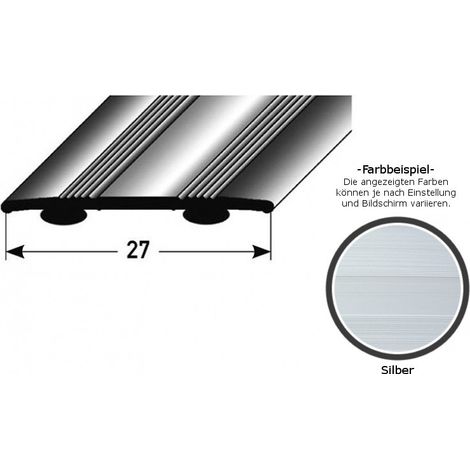 Übergangsprofil "Tilburg"/ Übergangsschiene, 27 mm, Typ: 11 (Aluminium eloxiert):-silber-1000-selbstklebend