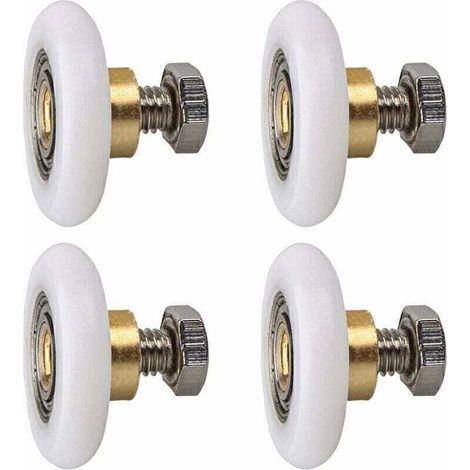 Rodillo para puerta de ducha, rueda para puerta de ducha, rodillos para puerta corredera, rueda de repuesto para rodillo, 4 piezas (20 mm) - Crezuo