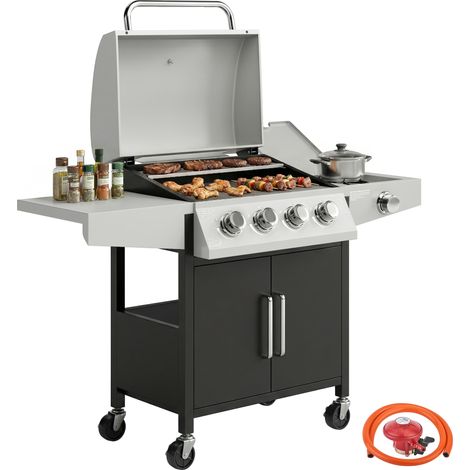 Outsunny 4+1 Burner Gas BBQ Grill with Side Burner, 14.5 kW Gas Grill (1/5)