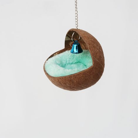 Nid d'oiseau en coquille de noix de coco, idéal pour les perroquets, hamsters, gerbilles, chinchillas, cages à écureuils et autres animaux de compagnie. (1/4)