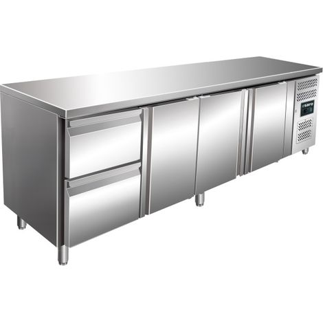 Table réfrigérée - 3 portes - 2 tiroirs - Inox - Saro