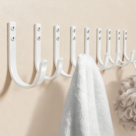 Crochet en métal en forme de J, blanc, avec vis, crochet porte-serviettes de salle de bain, crochet décoratif pour manteau (1/5)