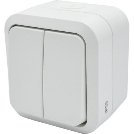 Aufputz-Doppel-Kronleuchterschalter Aqua Pro IP55 weiß 60223