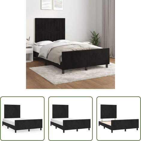 Kopfteil - Bettgestell ohne Matratze Schwarz 120x200 cm Samt (1/5)