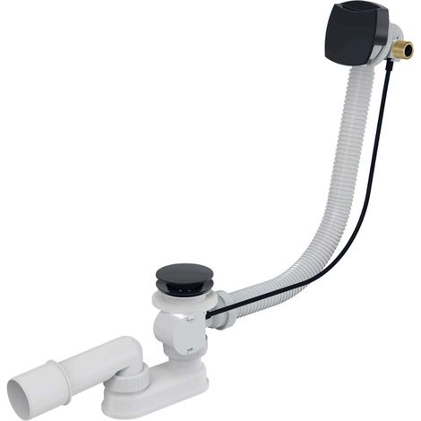 kielle - Ablauf- und Überlaufgarnitur für Badewanne, Länge: 570 mm, ClickClack, schwarz matt 11601034 (1/2)